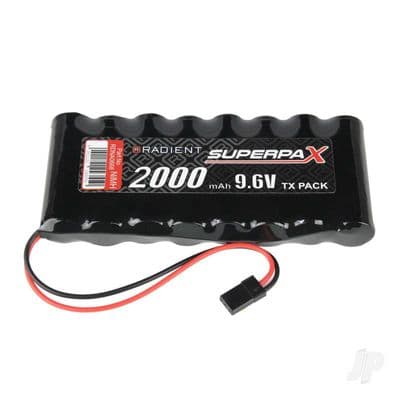 9.6V Transmitter Battery Pack NiMH 2000mAh AA Square, Tx, JR Flat