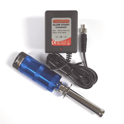 Aluminium Glowstart w/Meter (2400mAH 1.2V NiMH) + UK Charger
