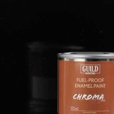 Guild Materials Chroma Black Gloss Enamel Fuel-Proof Paint (125ml Tin)  GLDCHR6203