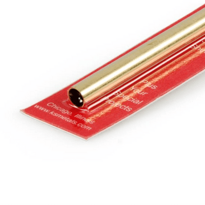 K&S 9/32x12in Round Brass Tube .014in Wall KNS8132