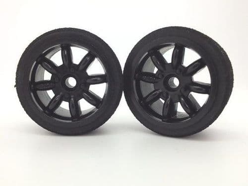 Kamtec Black Bearing Front Minilite Wheels and UFRA 46 Tyres Trued and Glued