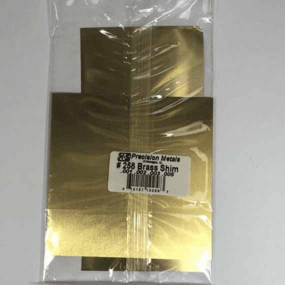 KnS  Brass Shim Assorted.001 + .002 + .003 + .005 10x4in (6 pcs)