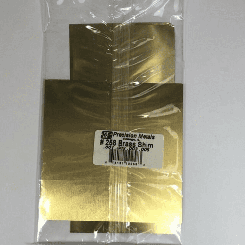 KnS Brass Shim Assorted.001 + .002 + .003 + .005 10x4in (6 pcs)