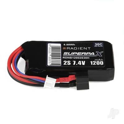 Radient Lipo battery 2S 1200mAh 7.4V 30C Deans