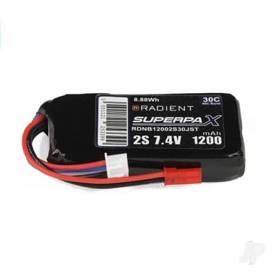 Radient Lipo battery 2S 1200mAh 7.4V 30C JST