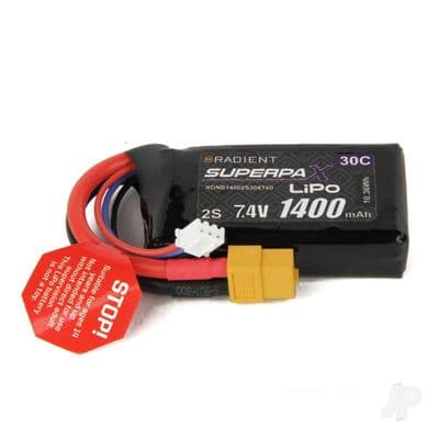 Radient Lipo battery 2S 1400mAh 7.4V 30C XT60