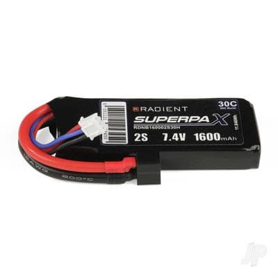 Radient Lipo battery 2S 1600mAh 7.4V 30C  Deans