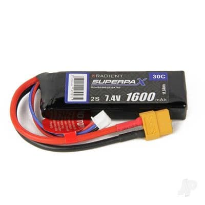 Radient Lipo battery 2S 1600mAh 7.4V 30C XT60