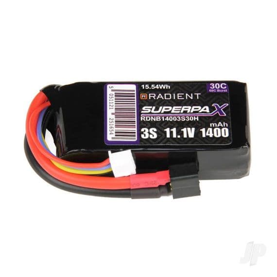Radient Lipo battery 3S 1400mAh 11.1V 30C Deans
