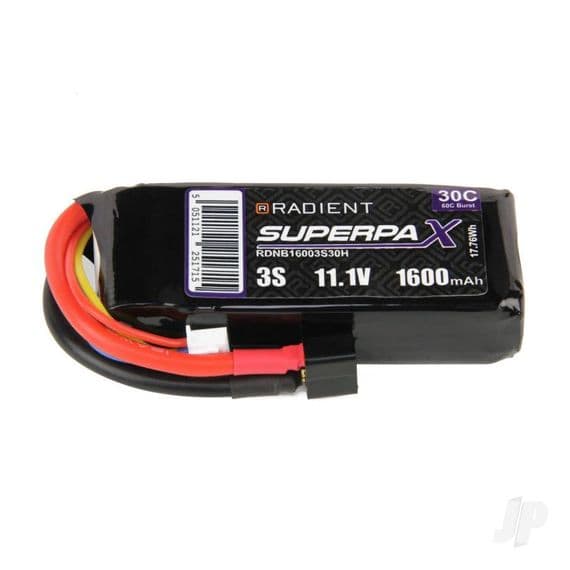 Radient Lipo battery 3S 1600mAh 11.1V 30C Deans (HCT)