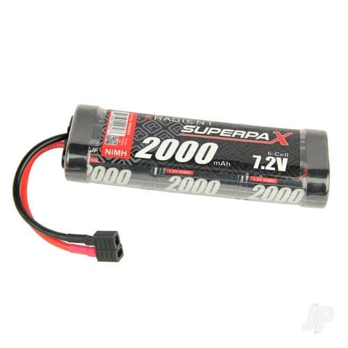 Radient Rc Car Battery NiMH 7.2V 2000mAh SC Stick, Deans (HCT)