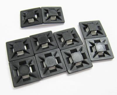 Self Adhesive Cable Tie Bases 20mm x 20mm Black ( 10 pcs )