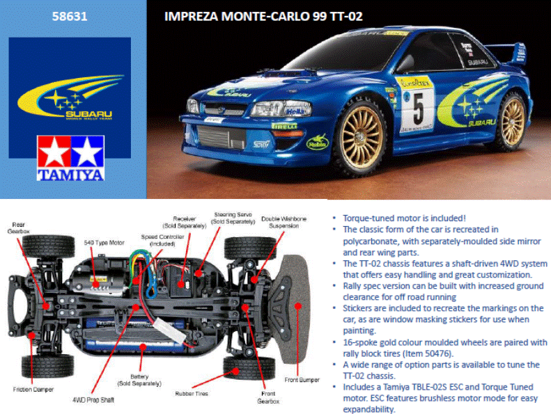 TAMIYA IMPREZA MONTE-CARLO 99 TT-02 58631