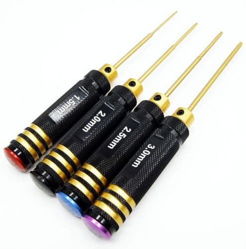 Titanium Plated Allen Hex Socket Driver Set 1.5/2/2.5/3mm