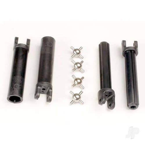 Traxxas Half shafts, Long truck (external-splined (2 pcs) & internal-splined (2 pcs) / metal U-joint