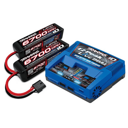 Traxxas iD with 1x EZ-Peak Live Dual Charger & 2x LiPo 4S 6700mAh Battery