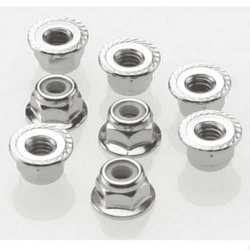 Traxxas Nuts, 4mm flanged nylon locking (Steel, serrated) (8 pcs) TRX3647