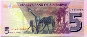 100002 ZIMBABWE P102 2019 5 RTGS Dollars banknote uncirculated