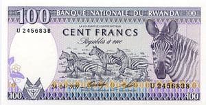 79919 RWANDA P19 24-04-1989 100 Francs banknote uncirculated