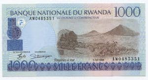 79927 RWANDA P27 1-12-1998 1,000 Francs  banknote uncirculated