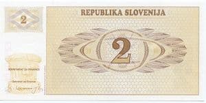 81102 SLOVENIA P2a 1990 2 Tolarjev  banknote  uncirculated
