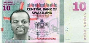 87341 SWAZILAND P41 6.9.2015 10 Emalangeni banknote uncirculated