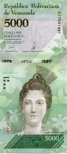 89997b  VENEZULELA  13th December 2017 5.000 Bolivares banknote uncirculated