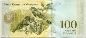 90001 VENEZUELA 13th December 2017 100,000 Bolivares banknote uncirculated