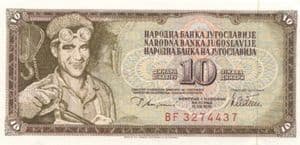95087 YUGOSLAVIA P87a 12-6-1978 10 Dinara banknote uncirculated