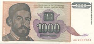 95140 YUGOSLAVIA  P140 1994 1,000 Dinara banknote uncirculated
