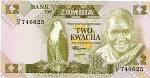 99724 ZAMBIA P24c (1986-8) 2 Kwacha banknote uncirculated