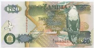 99736 ZAMBIA  P36a 1992 20 Kwacha banknote uncirculated