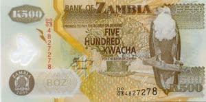 99743 ZAMBIA P43g 2009 500 Kwacha (plastic) banknote uncirculated