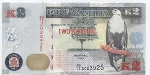 99749 ZAMBIA P49 2012 2 Kwacha banknote uncirculated