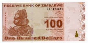 99997 ZIMBABWE  P97 2009 100 Dollars banknote uncirculated