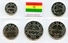 Bolivia KM202-6 1995 coin set containing 10, 20, 50 Centavos and 1 & 2 Bolivianos uncirculated