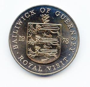 Guernsey KM32 1978 25 Pence coin (38mm) Royal Visit uncirculated