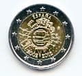 Spain KM1252 2012 2 Euro coin10th Anniversary of the Introduction of the Euro uncirculated