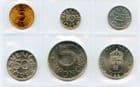 Sweden 1976-84 Type set of coins 5, 10, 25, 50 Ore and 1 & 5 Kronur uncirculated