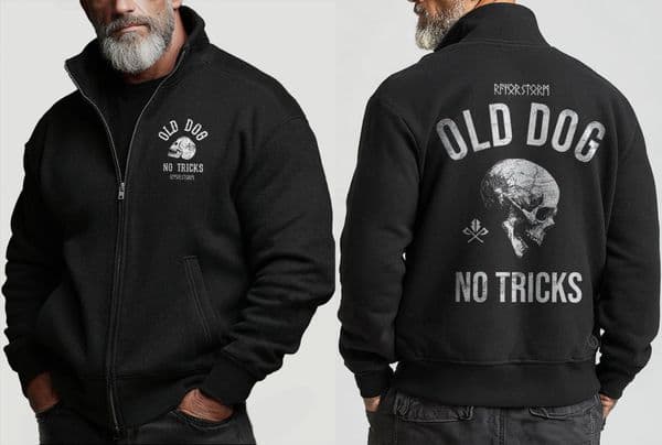 Old Dog Zip Sweat - Black