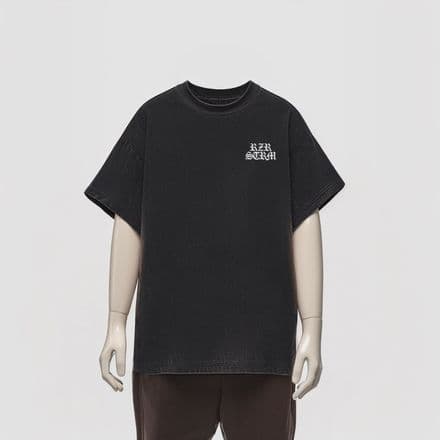 s1007 Faded thick Tee - Washed Black