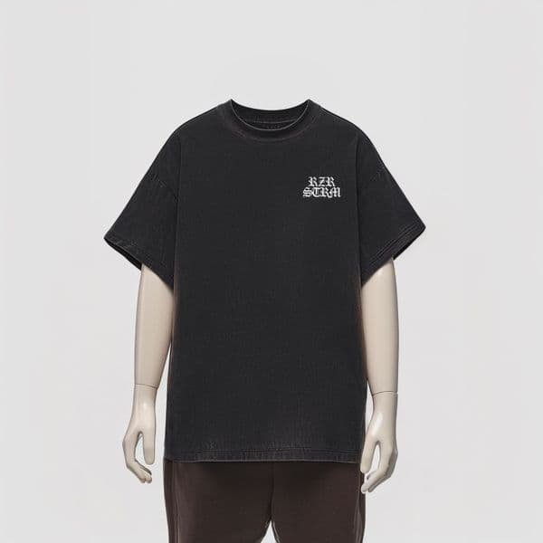s1007 Faded thick Tee - Washed Black