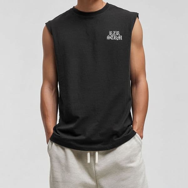 s1007 Sleeveless Organic sleeveless tee - Black