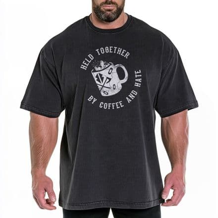 S251 hate and coffee  HVY Oversized Tee - Acid Black