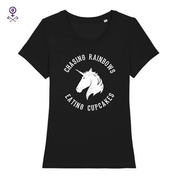 S451 Ladies Tee - Black - Unicorn Chasing Rainbows