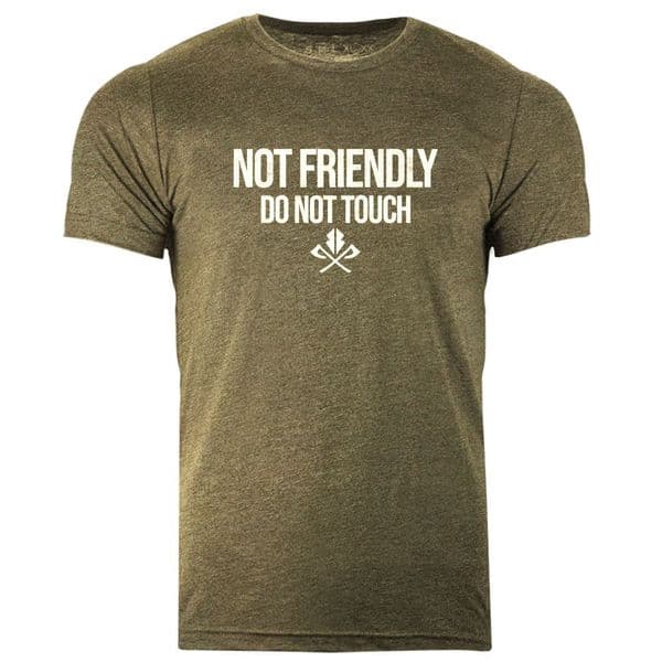 S518 Not friendly do not touch Tshirt - Heather Olive
