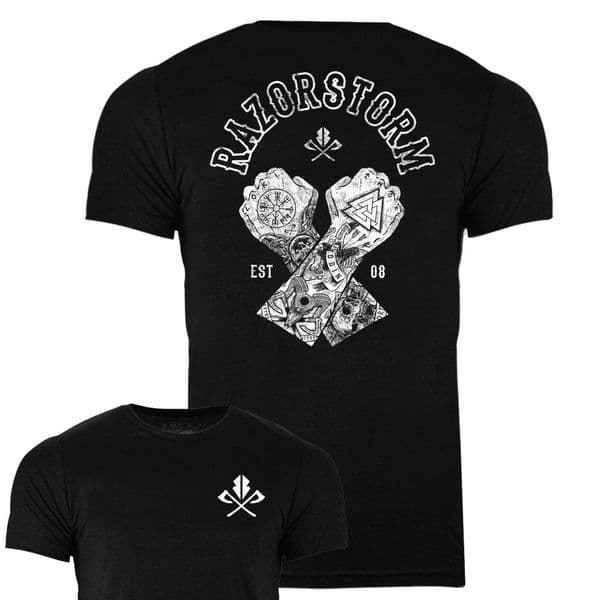 s532 Cross hands Tee - Heather Black