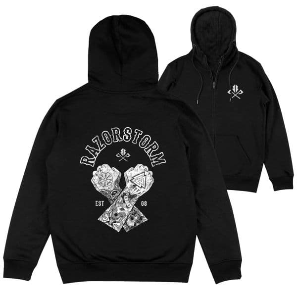 s532 crosshands zip winter hoodie - Black