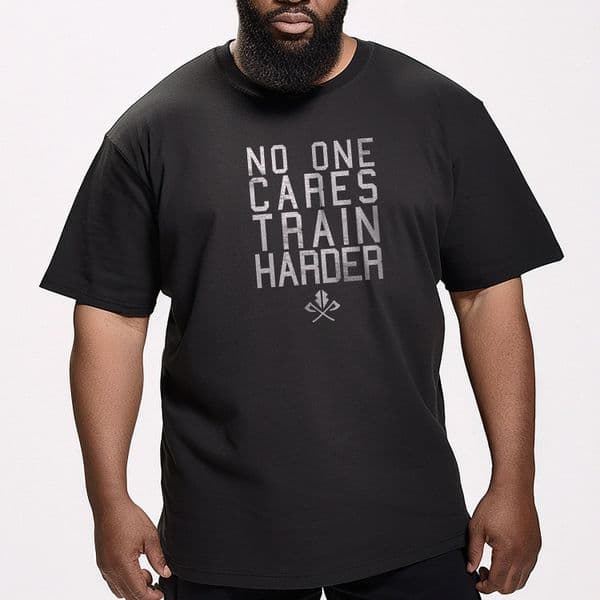 s565 no one cares train harder Oversized Tee - Black