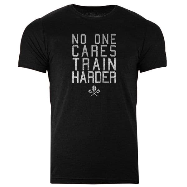 s565 No one cares train harder tee - Heather Black